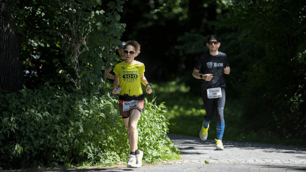 runners in a park