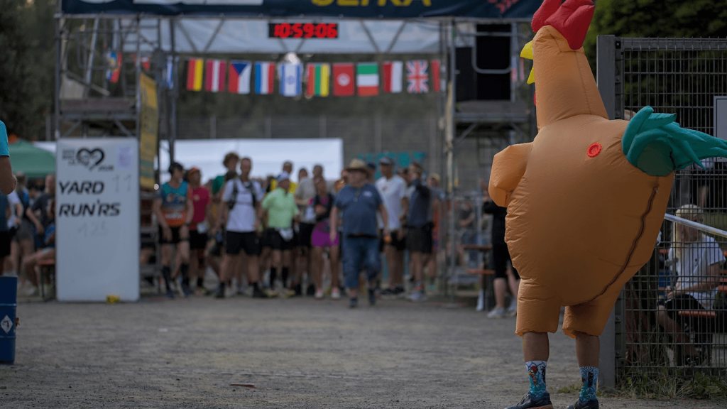 start of the O-See Backyard Ultra with a chicken